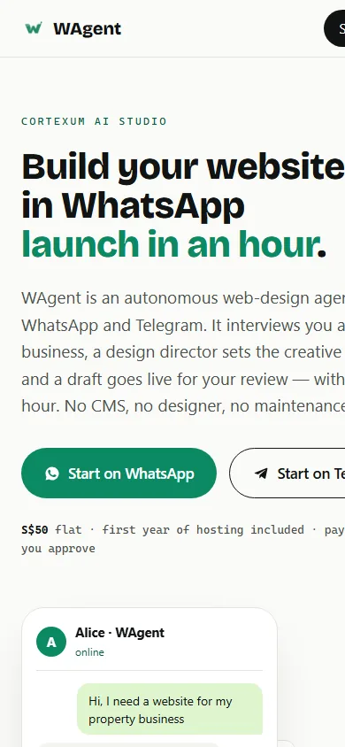 wagentapp.com on a phone