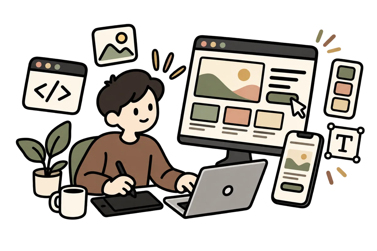 A designer building a responsive website